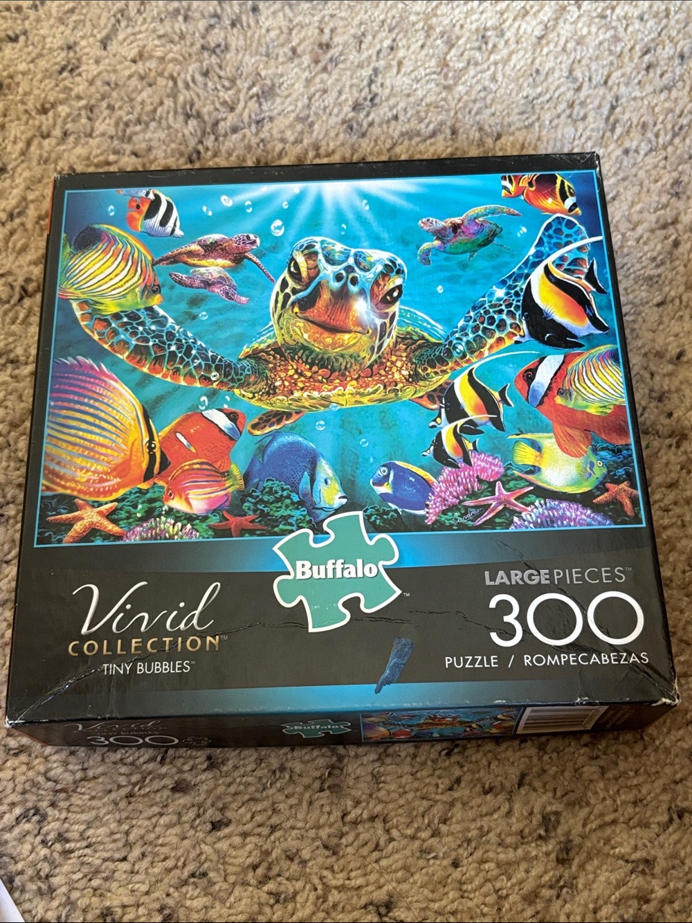 Buffalo David Bitton Colorful Sea Turtle Puzzle - Blue, Turquoise, Yellow